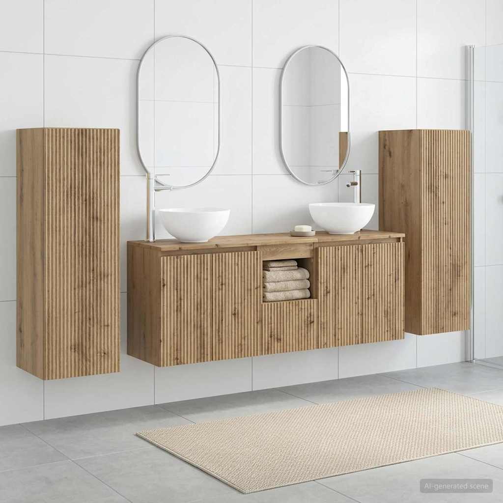 Badkamermeubelset 5 st Artisanaal eiken 33 x 34,5 x 100 cm is nu te koop bij PeponiXL, paradijselijk wonen!