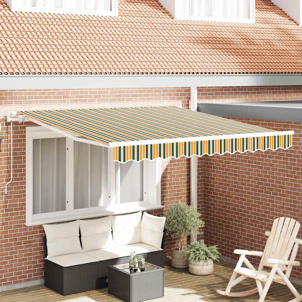 Elektrisch Uittrekbaar Zonnescherm Groen en geel 300 x 250 cm is nu te koop bij PeponiXL, paradijselijk wonen!