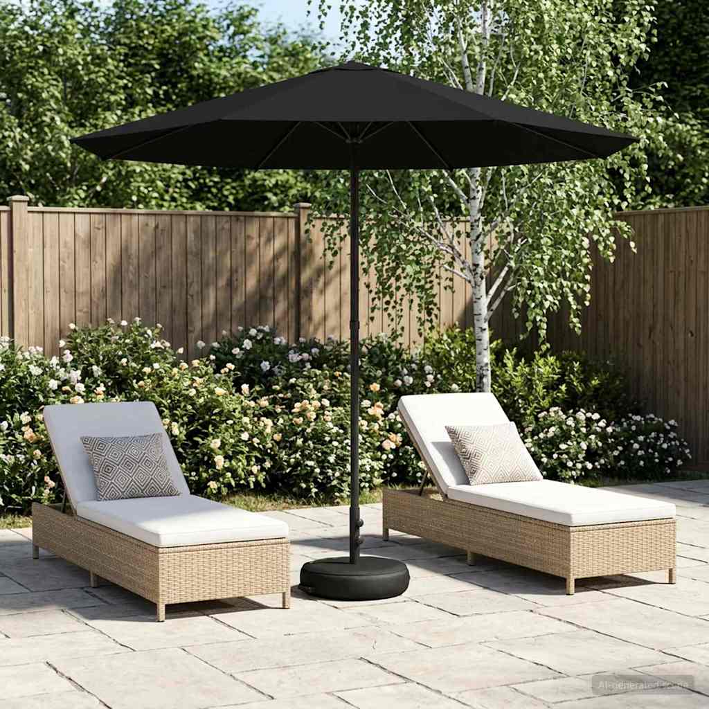 Tuinparasol met Basis 230 x 230 cm Polyester Rechthoekig Zwart is nu te koop bij PeponiXL, paradijselijk wonen!