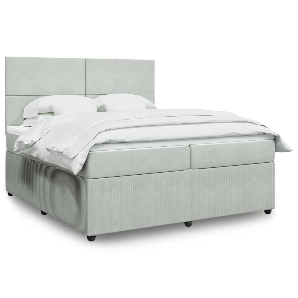 Boxspring met matras fluweel lichtgrijs 200x200 cm is nu te koop bij PeponiXL, paradijselijk wonen!