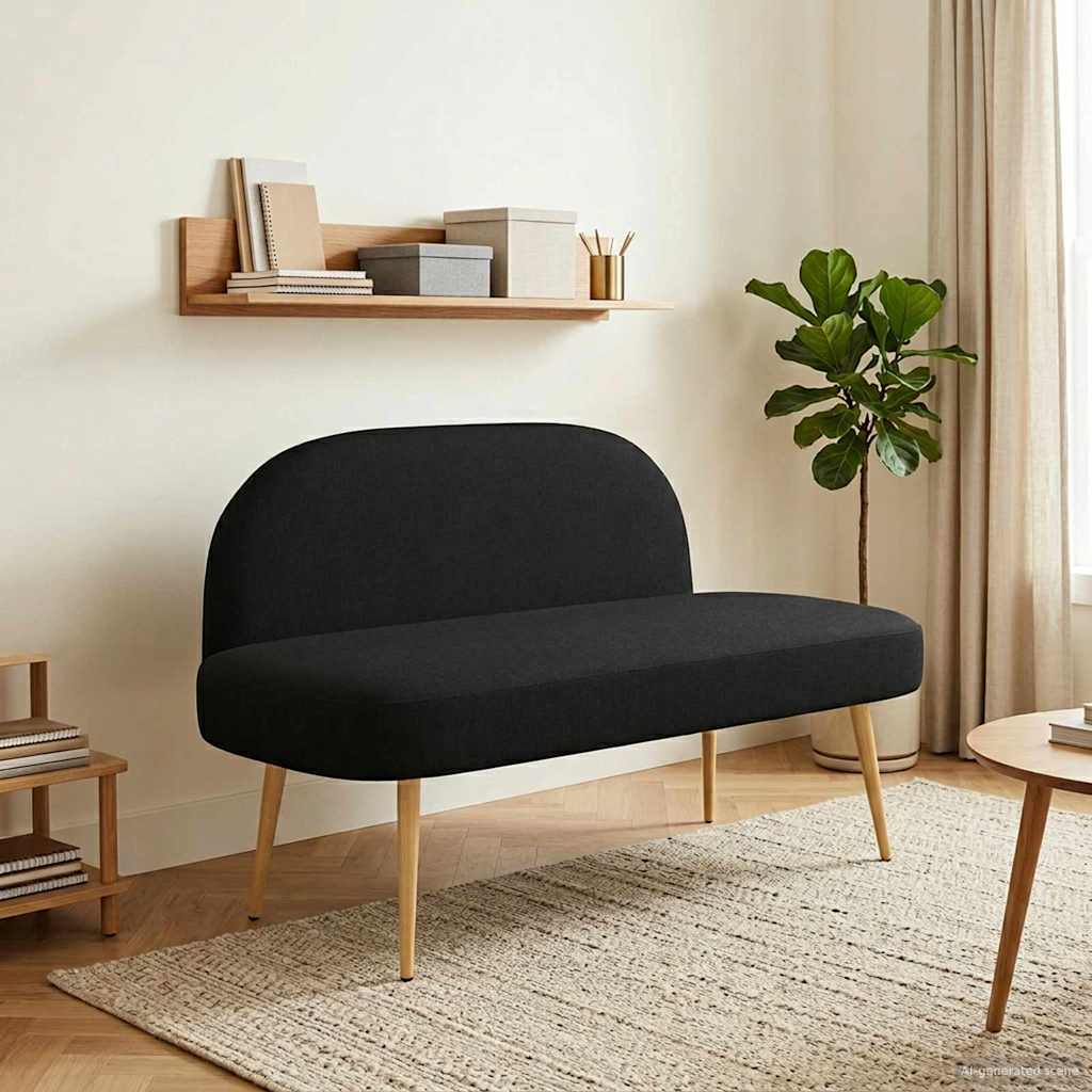 Beklede bank met rugleuning Zwart 110 x 60 x 76 cm Polyester is nu te koop bij PeponiXL, paradijselijk wonen!