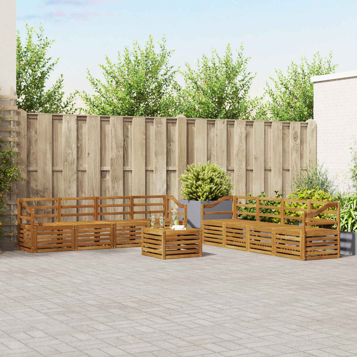 Sofa-Sets 9 pcs Naturel Massief Acaciahout is nu te koop bij PeponiXL, paradijselijk wonen!