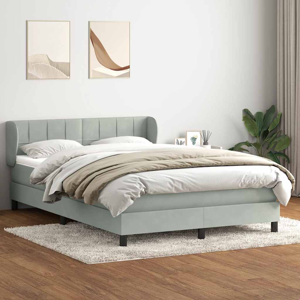 Boxspring met matras fluweel lichtgrijs 160x210 cm is nu te koop bij PeponiXL, paradijselijk wonen!