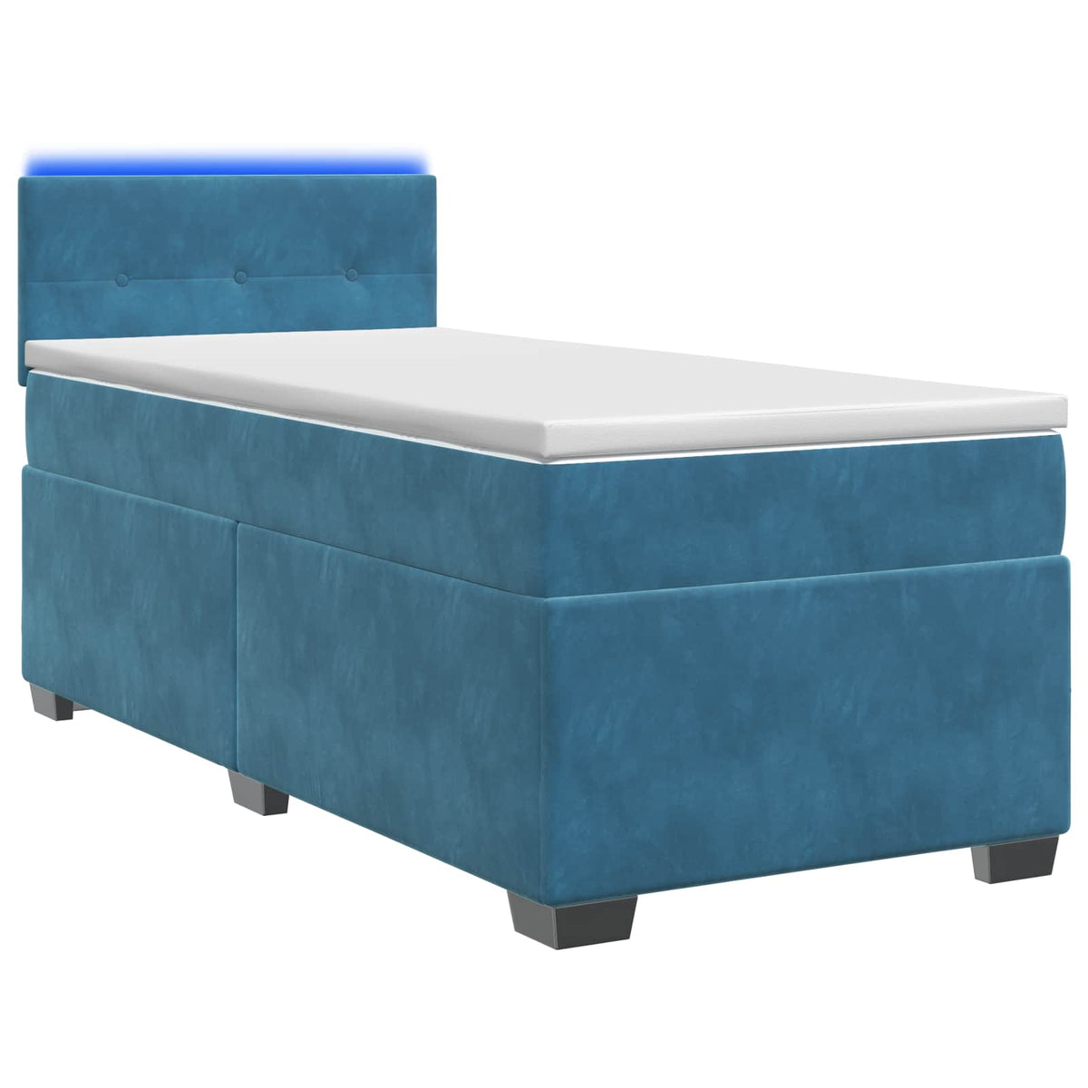 Boxspring Bed met Matras en LED Blauw 90 x 190 cm fluweel is nu te koop bij PeponiXL, paradijselijk wonen!