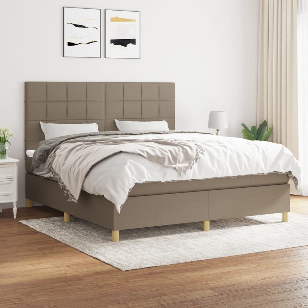 Boxspring met matras stof taupe 160x200 cm is nu te koop bij PeponiXL, paradijselijk wonen!