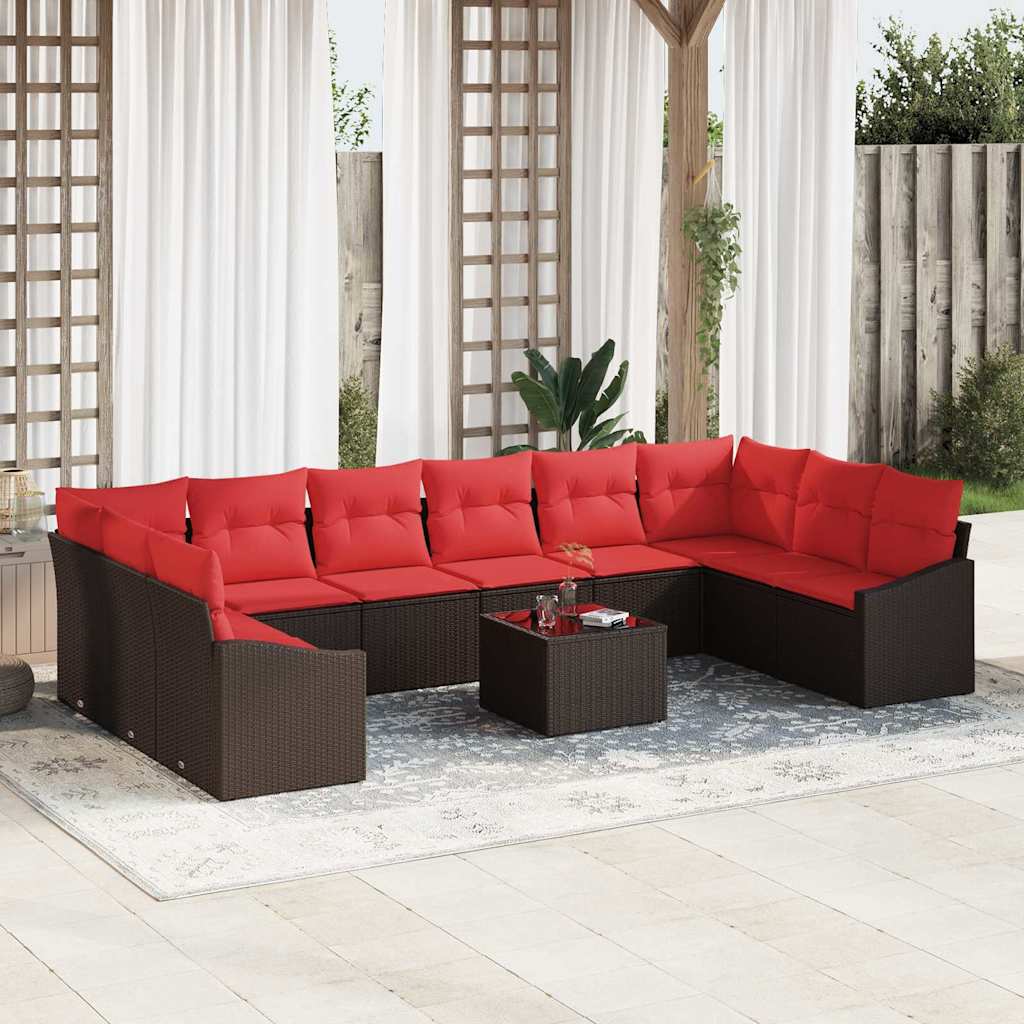 Bankstel 11 st Bruin poly rattan is nu te koop bij PeponiXL, paradijselijk wonen!