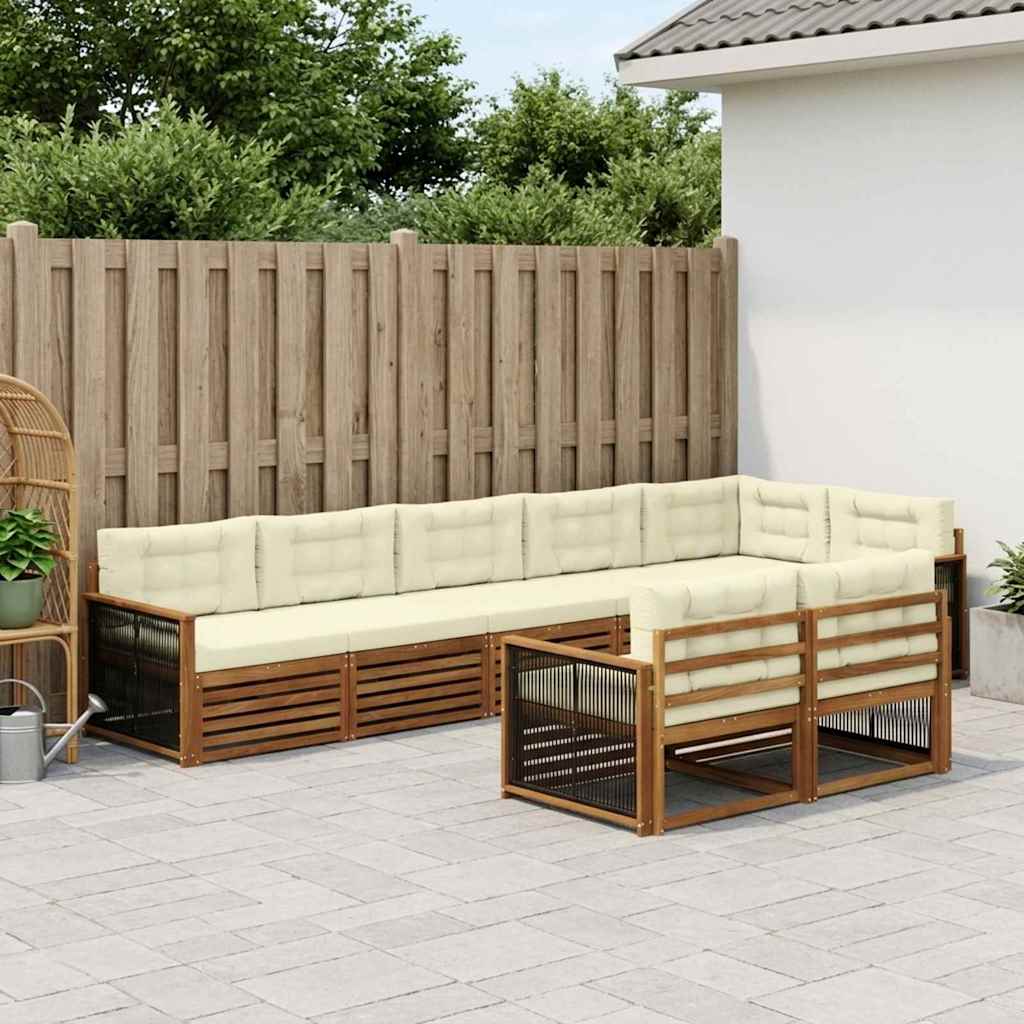 Buiten bankenset met kussen 8 pcs Natuurlijk en Crème is nu te koop bij PeponiXL, paradijselijk wonen!