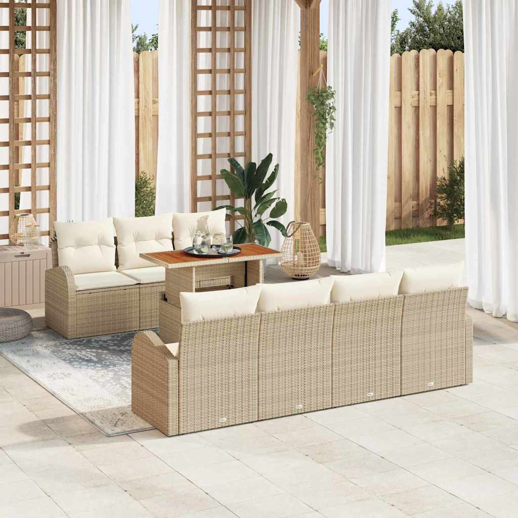 Tuin Sofa Set met kussen 8 pcs beige en crèmekleurig is nu te koop bij PeponiXL, paradijselijk wonen!