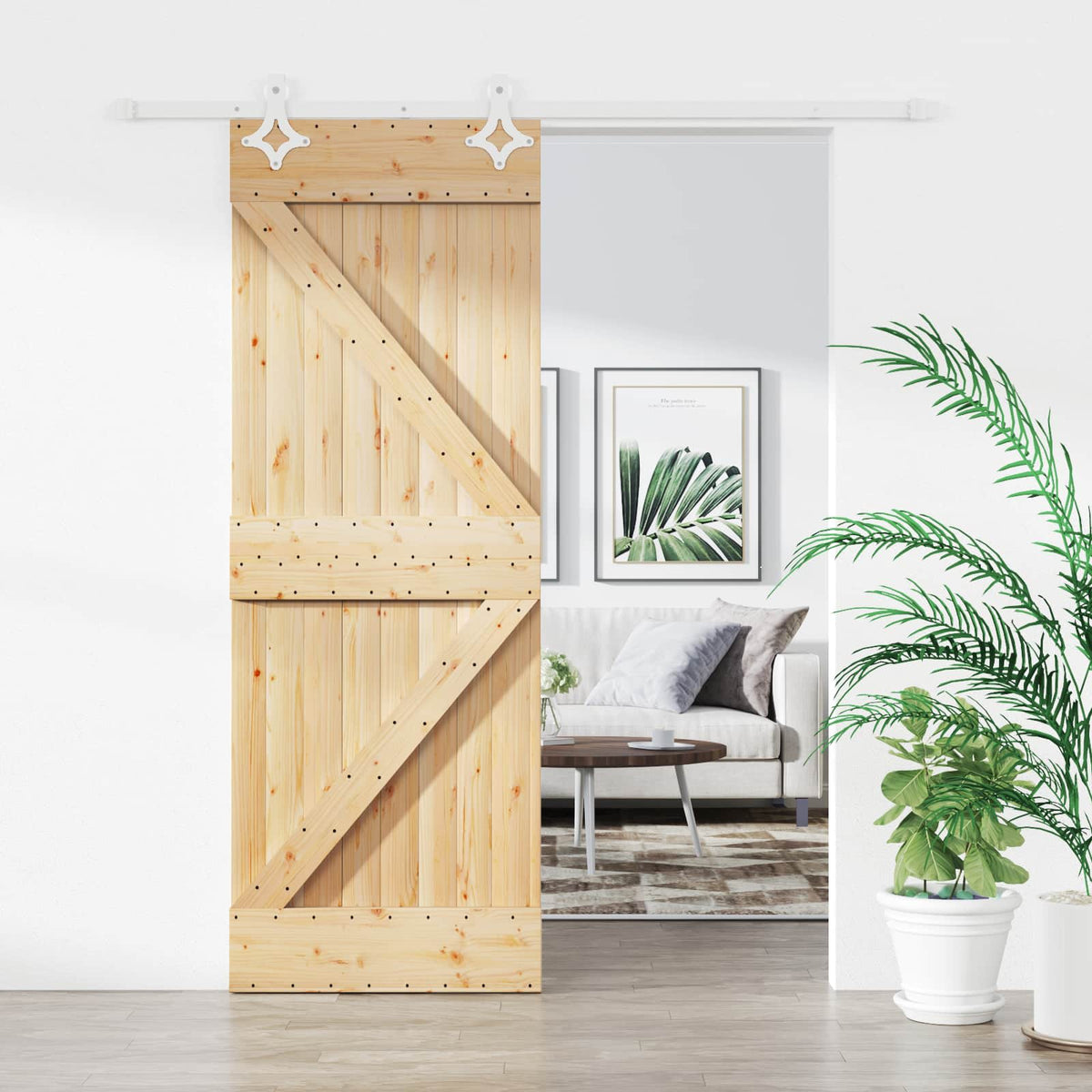 Schuifdeur Natuurlijk en Wit 80 x 210 cm Massief grenenhout is nu te koop bij PeponiXL, paradijselijk wonen!