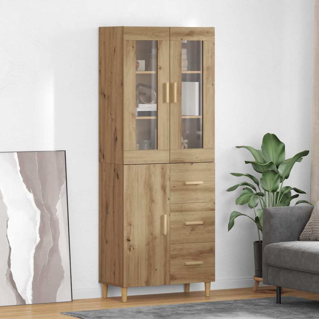 Hoge kast Artisan Eiken 69,5 x 34 x 180 cm Bewerkt hout is nu te koop bij PeponiXL, paradijselijk wonen!