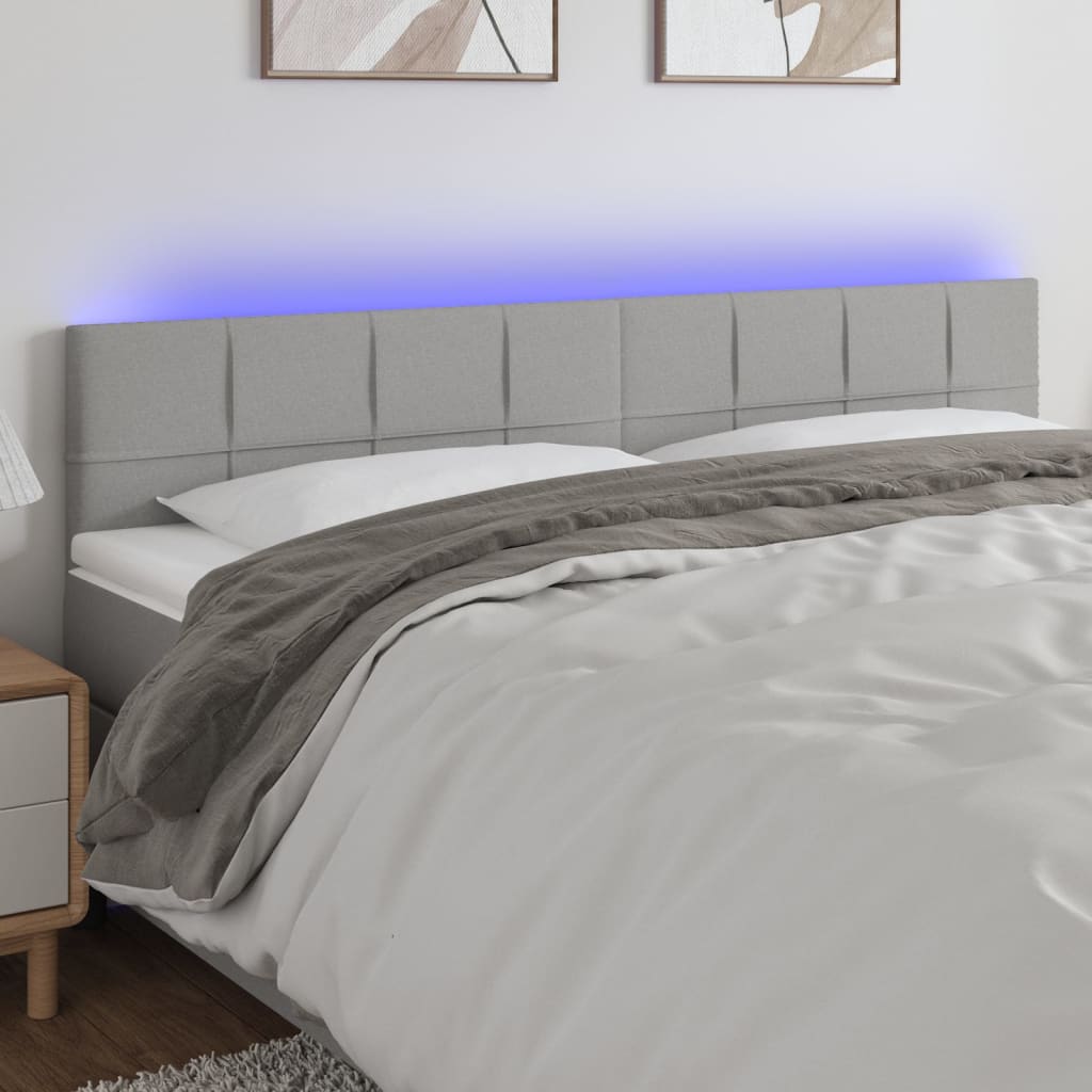 Hoofdbord LED 180x5x78/88 cm stof lichtgrijs is nu te koop bij PeponiXL, paradijselijk wonen!