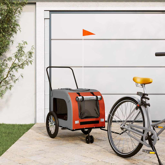 Hondenfietstrailer oxford stof en ijzer oranje en grijs is nu te koop bij PeponiXL, paradijselijk wonen!