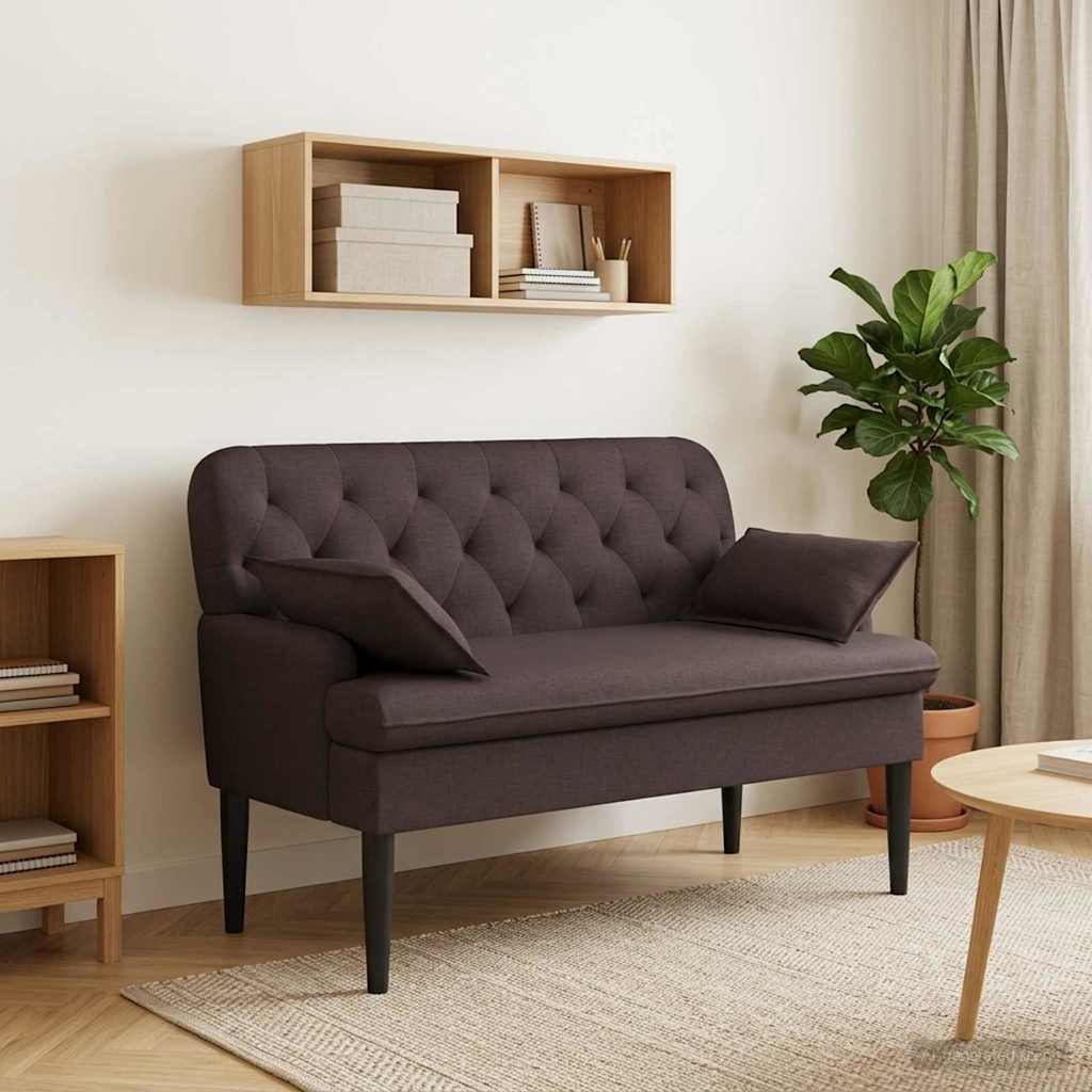 Loungebank met knopencomfort Donkerbruin 111 x 68 x 80 cm Stof is nu te koop bij PeponiXL, paradijselijk wonen!