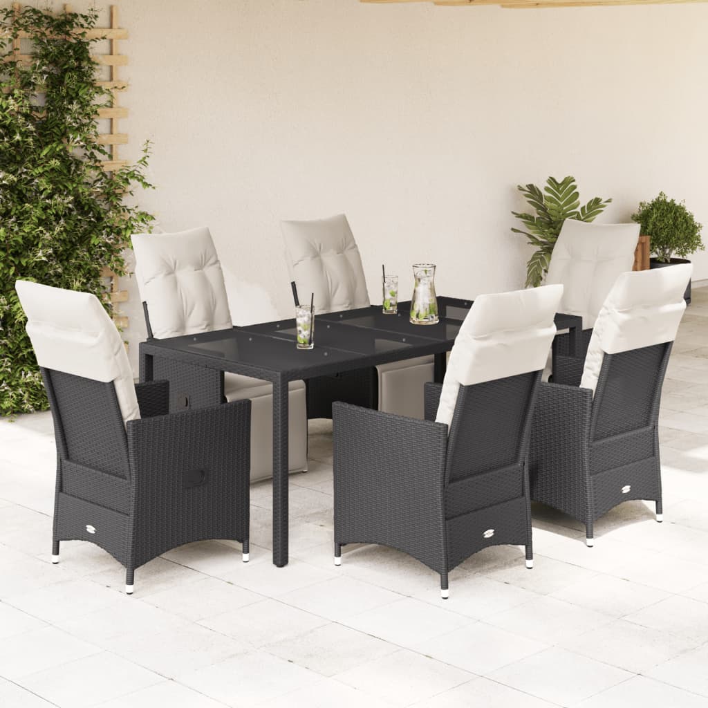 7-delige Tuinset met kussens poly rattan zwart is nu te koop bij PeponiXL, paradijselijk wonen!