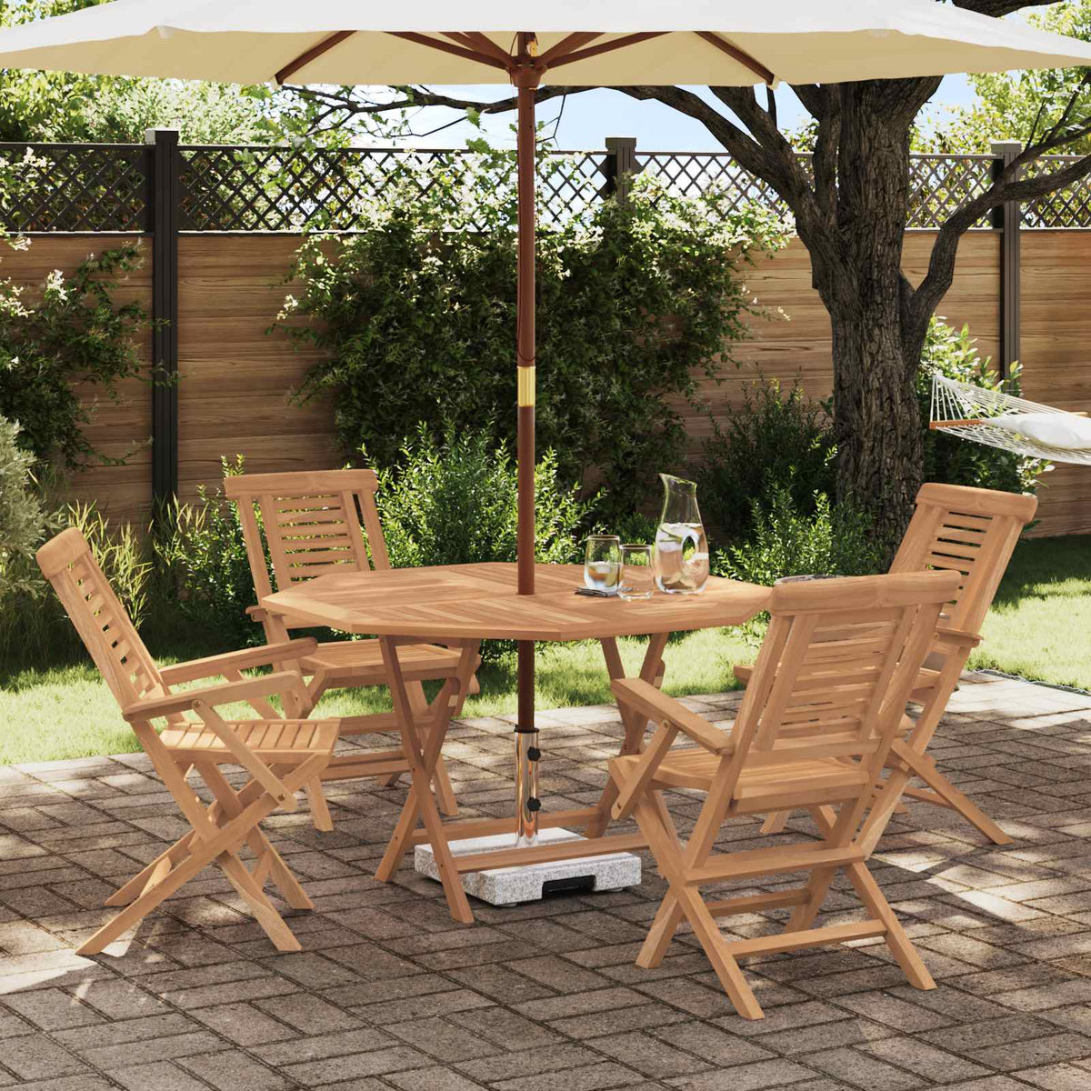 Tuinset 5 st Bruin Massief Teakhout is nu te koop bij PeponiXL, paradijselijk wonen!