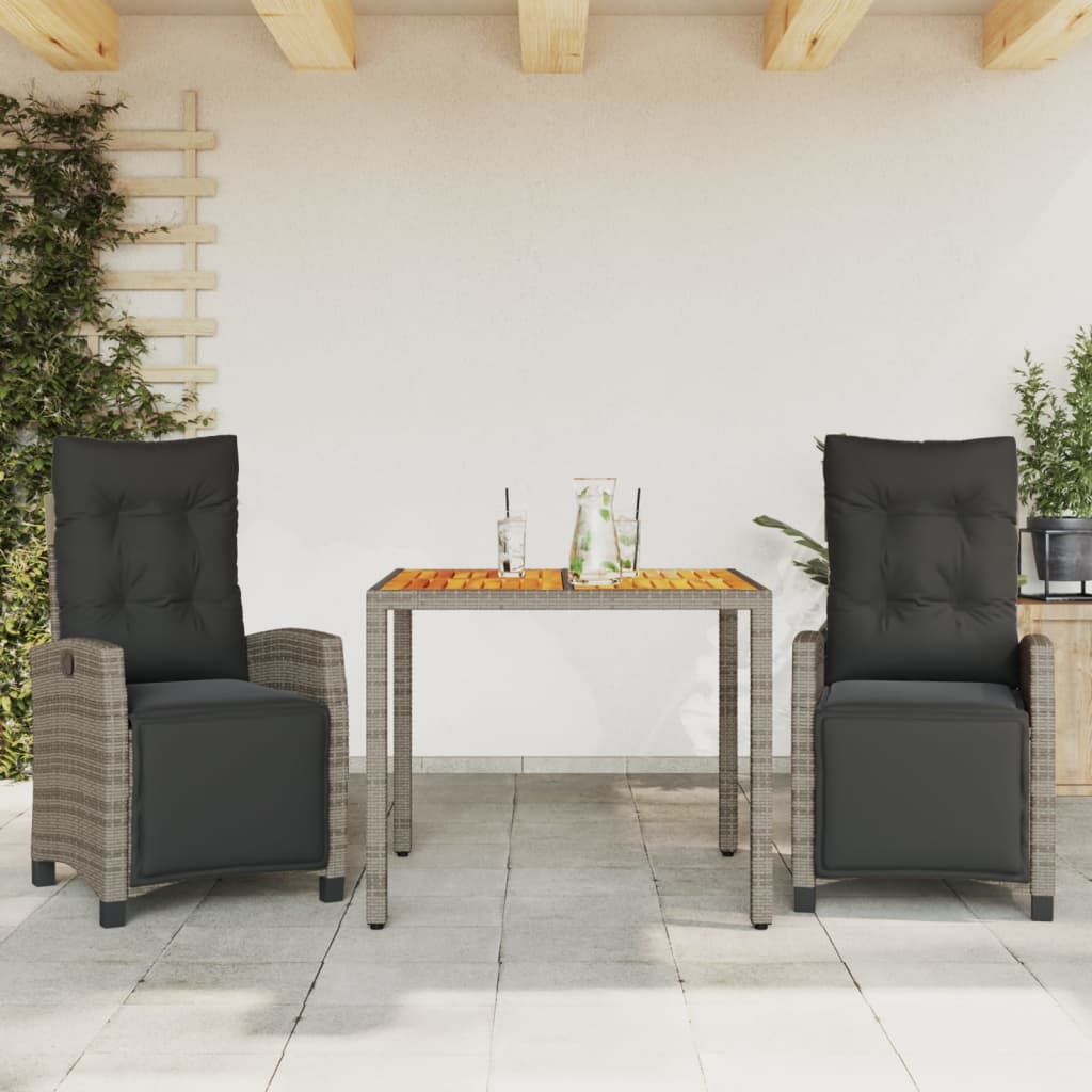 3-delige Tuinset met kussens poly rattan grijs is nu te koop bij PeponiXL, paradijselijk wonen!