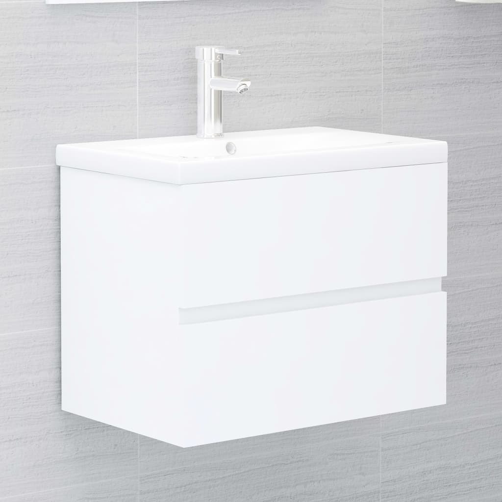 Wastafelkast met ingebouwde wastafel spaanplaat wit is nu te koop bij PeponiXL, paradijselijk wonen!
