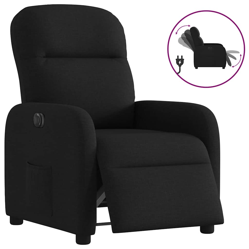 Fauteuil verstelbaar elektrisch stof zwart is nu te koop bij PeponiXL, paradijselijk wonen!