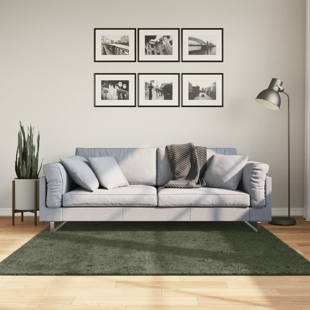 Vloerkleed HUARTE laagpolig zacht wasbaar 160x160 cm bosgroen is nu te koop bij PeponiXL, paradijselijk wonen!