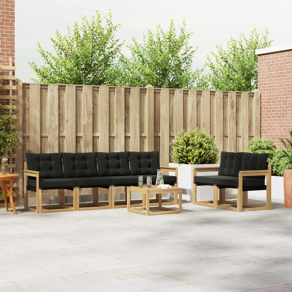 Buiten bankenset 7 pcs Massief Acaciahout en Textilene is nu te koop bij PeponiXL, paradijselijk wonen!