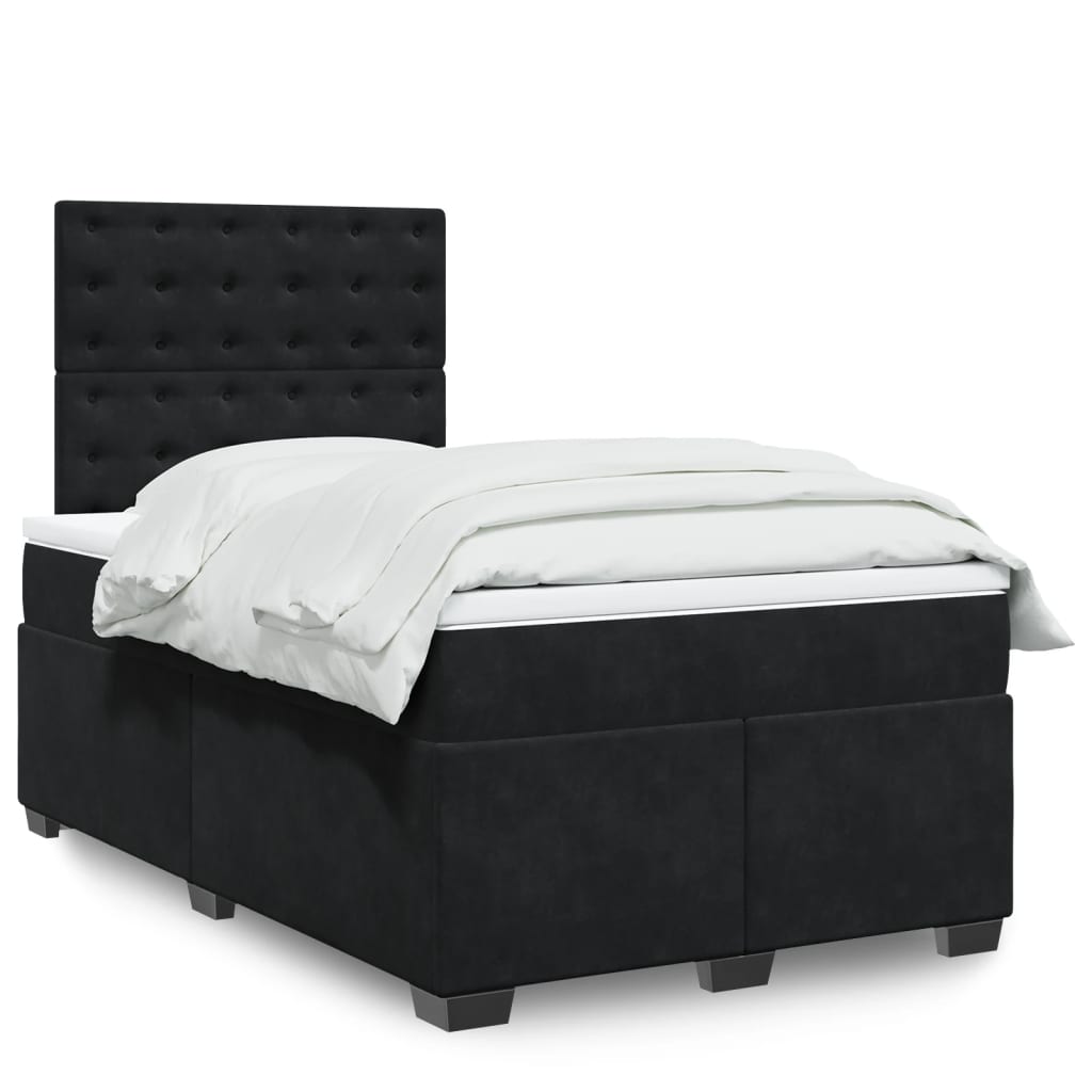 Boxspring met matras fluweel zwart 120x190 cm is nu te koop bij PeponiXL, paradijselijk wonen!