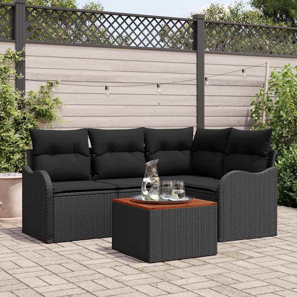 Tuinbankenset met opslag 5 pcs Zwart poly rattan is nu te koop bij PeponiXL, paradijselijk wonen!