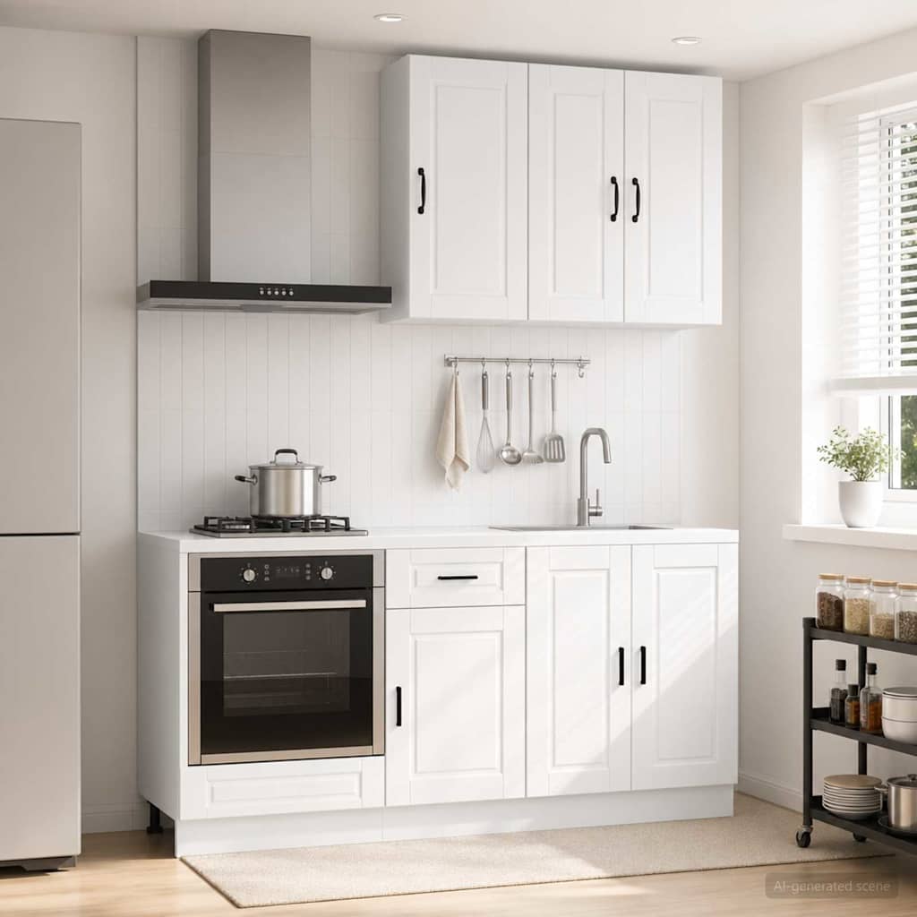 Keukenblok PORTO 5 pcs Hoogglans Wit Bewerkt hout is nu te koop bij PeponiXL, paradijselijk wonen!