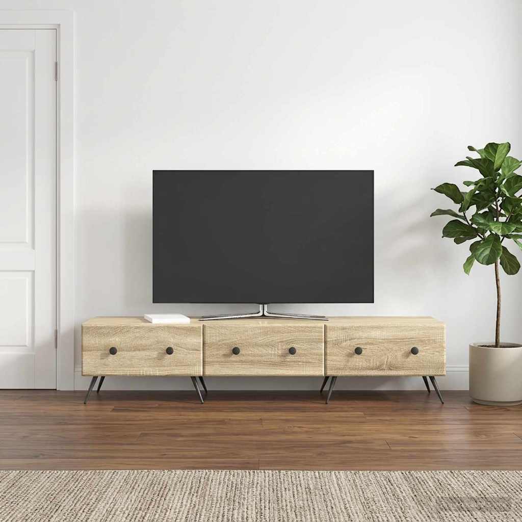 TV-kast met lade Sonoma Eiken 147 x 34,5 x 30 cm Bewerkt hout is nu te koop bij PeponiXL, paradijselijk wonen!