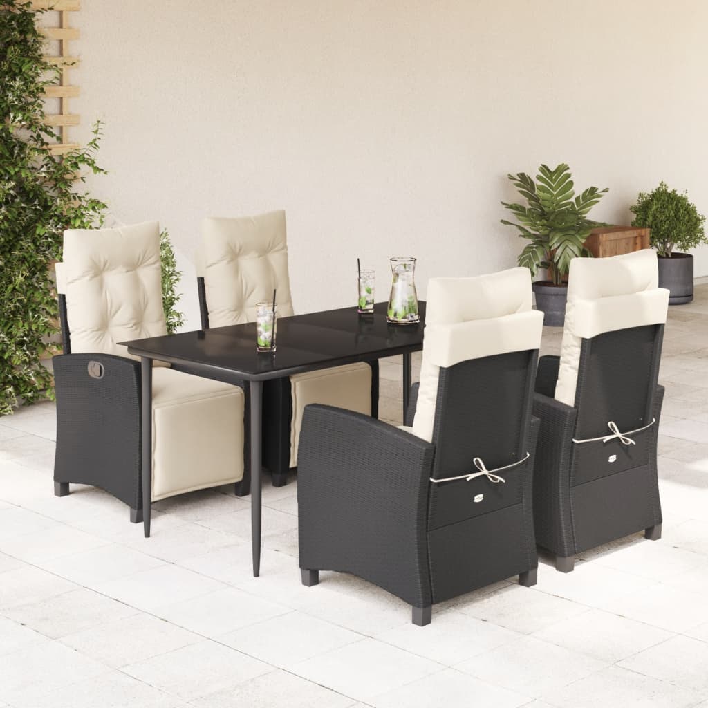 5-delige Tuinset met kussens poly rattan zwart is nu te koop bij PeponiXL, paradijselijk wonen!