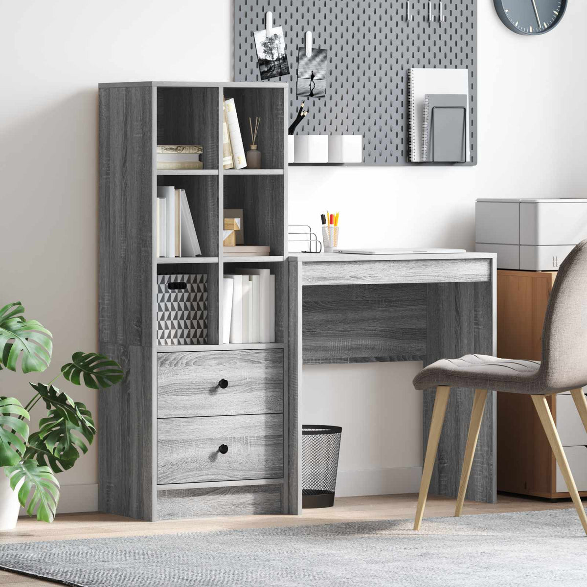 Bureau met lade met plank met opslag 2 pcs Grijs Sonoma is nu te koop bij PeponiXL, paradijselijk wonen!