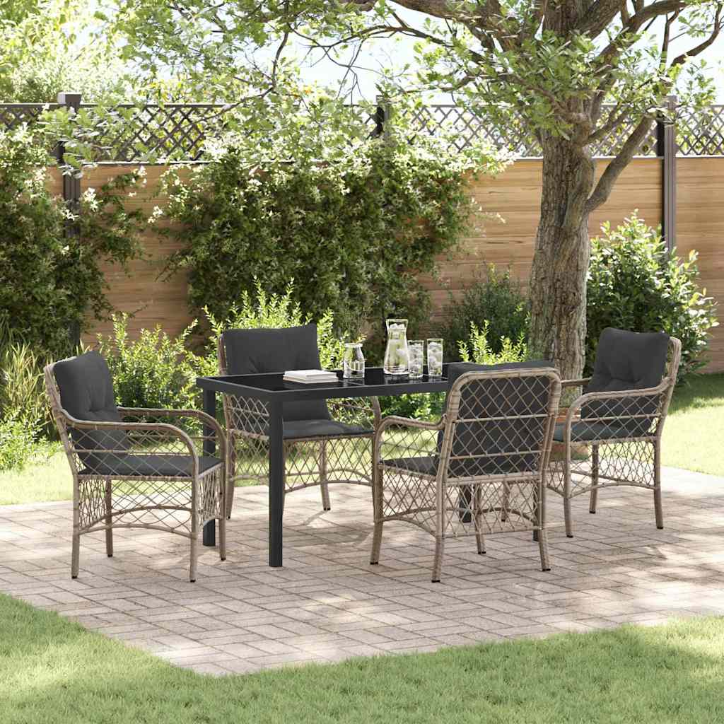Tuin eettafelset met kussen 5 pcs Lichtgrijs poly rattan is nu te koop bij PeponiXL, paradijselijk wonen!