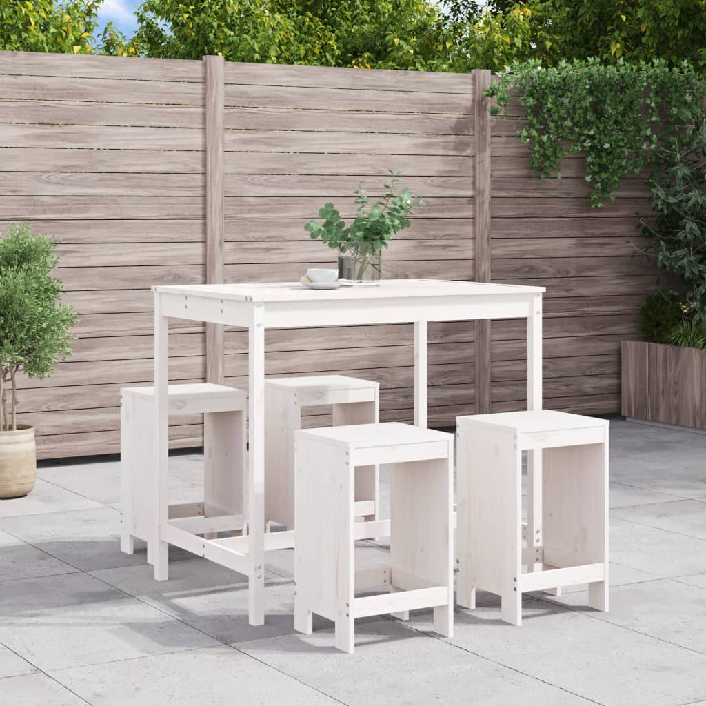 5-delige Barset massief grenenhout wit is nu te koop bij PeponiXL, paradijselijk wonen!