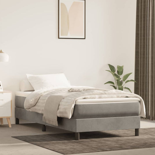 Pocketveringmatras medium twin 100x190x20 cm fluweel lichtgrijs is nu te koop bij PeponiXL, paradijselijk wonen!