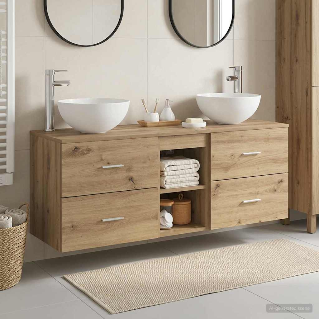 Badkamerkastenset 3 st Artisanaal eiken 49,5 x 35 x 63 cm is nu te koop bij PeponiXL, paradijselijk wonen!