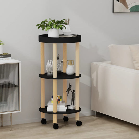 Trolley 38x38x82 cm bewerkt hout en massief grenenhout zwart is nu te koop bij PeponiXL, paradijselijk wonen!