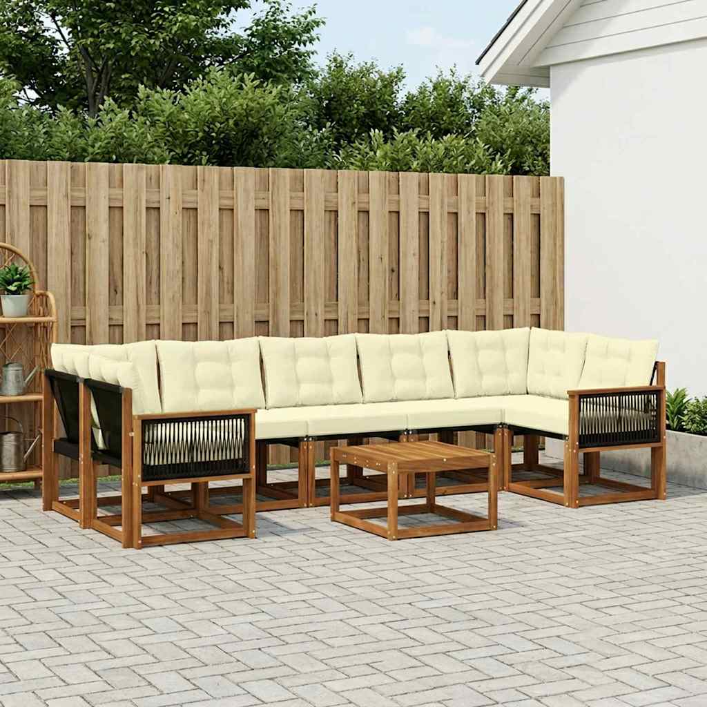 Buiten bankenset met kussen 8 pcs Natuurlijk en Crème is nu te koop bij PeponiXL, paradijselijk wonen!