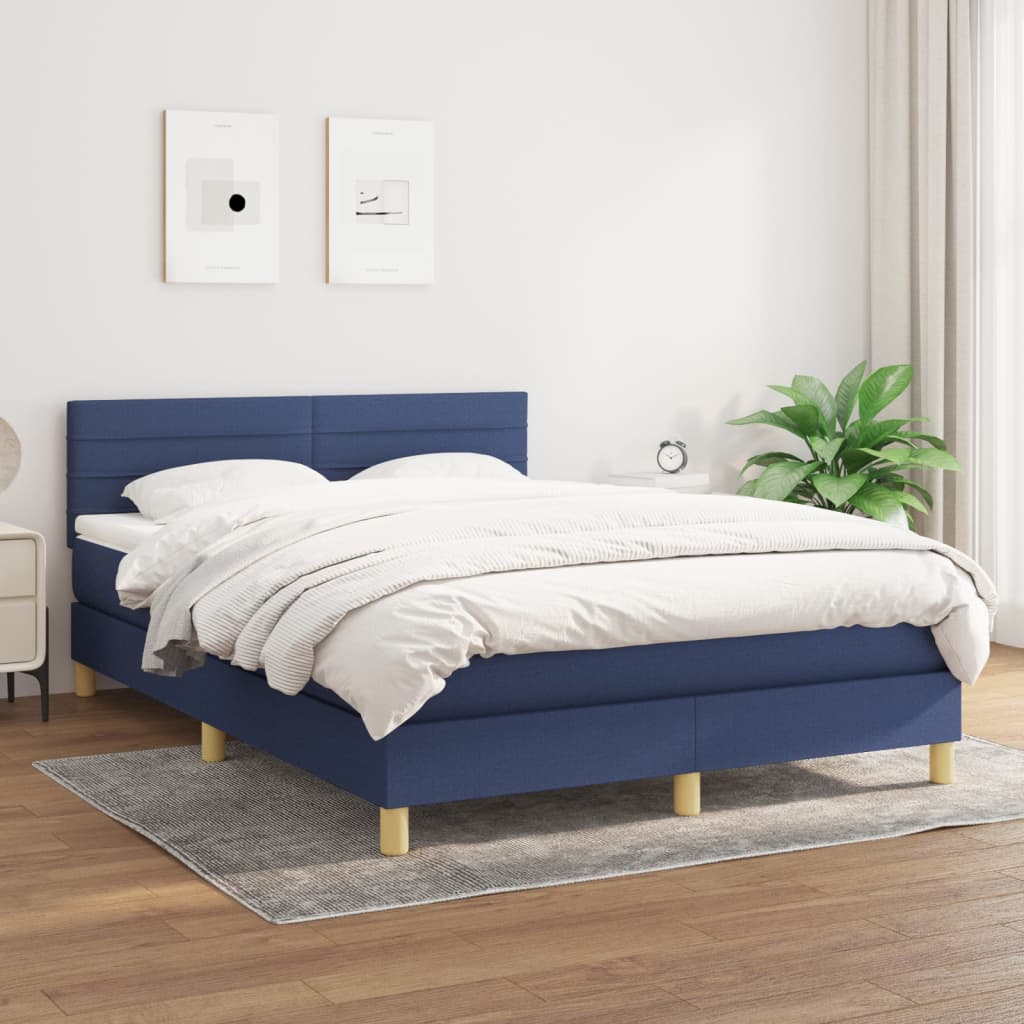 Boxspring met matras stof blauw 140x200 cm is nu te koop bij PeponiXL, paradijselijk wonen!