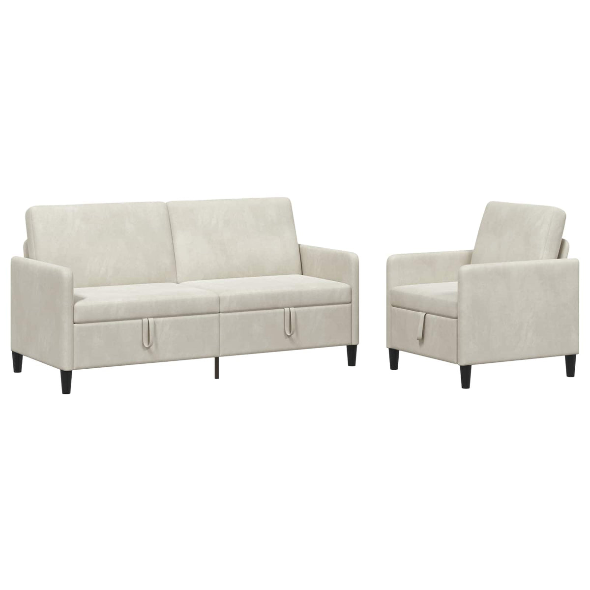 Bankenset met opbergruimte 2 st Crèmekleurig Polyester is nu te koop bij PeponiXL, paradijselijk wonen!