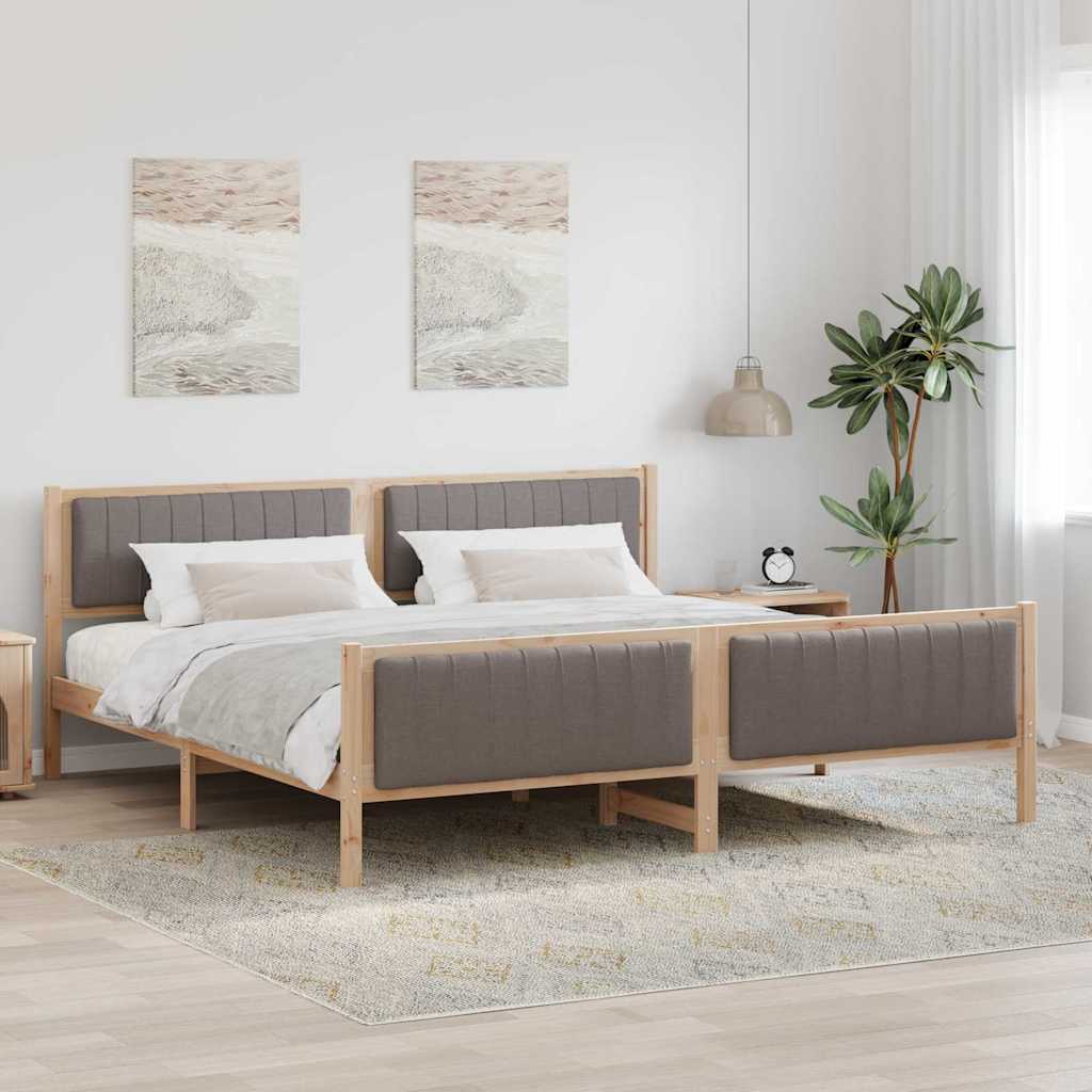Bedframe Bruin en taupe 200 x 200 cm Massief grenenhout is nu te koop bij PeponiXL, paradijselijk wonen!