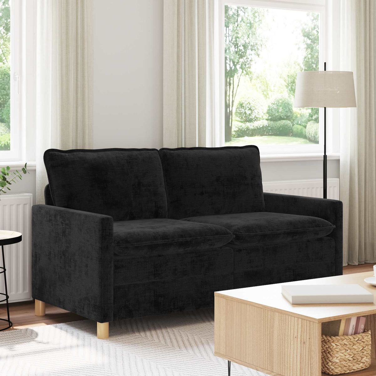 Bank Zwart 156 x 81 x 87,5 cm Polyester is nu te koop bij PeponiXL, paradijselijk wonen!