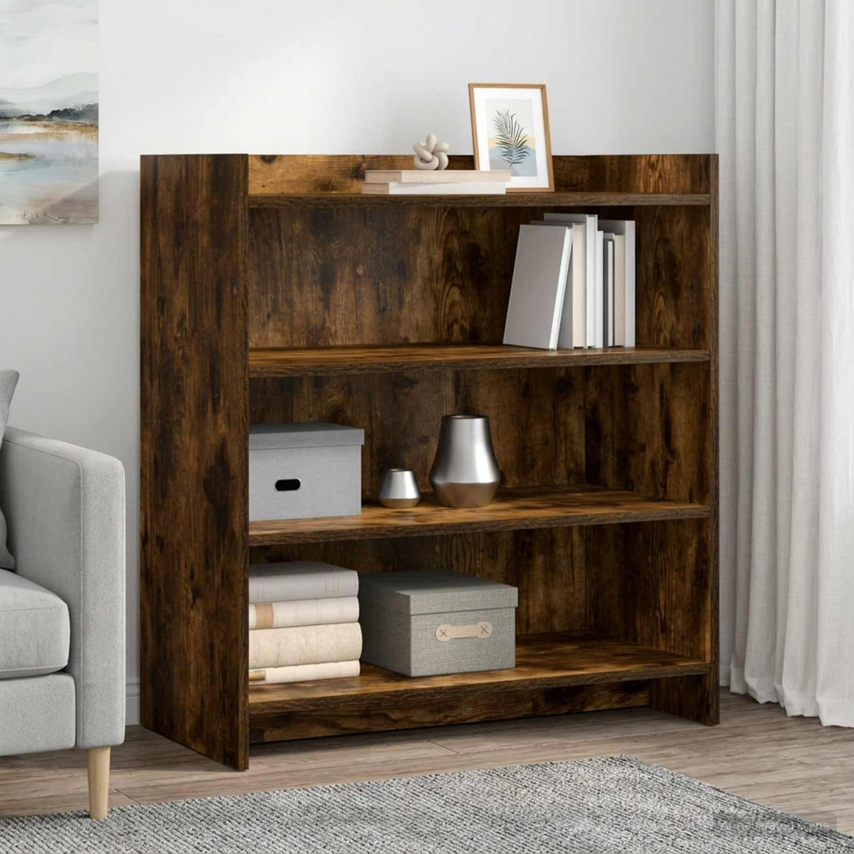 Dressoir Gerookt eiken 75 x 36 x 80 cm Bewerkt hout is nu te koop bij PeponiXL, paradijselijk wonen!