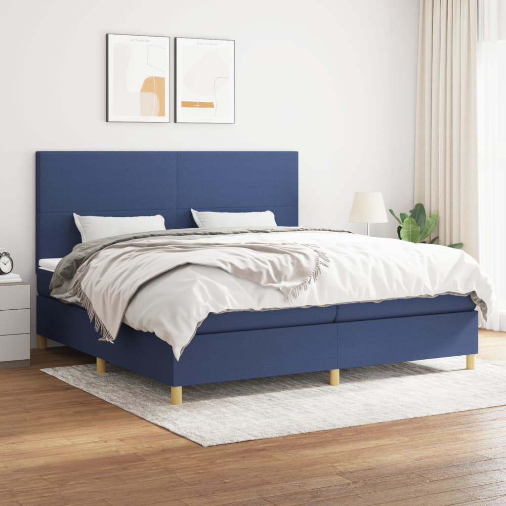 Boxspring met matras stof blauw 200x200 cm is nu te koop bij PeponiXL, paradijselijk wonen!