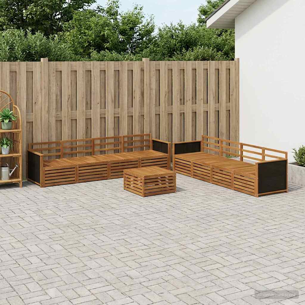 Buiten bankenset 9 pcs Naturel Massief acaciahout is nu te koop bij PeponiXL, paradijselijk wonen!