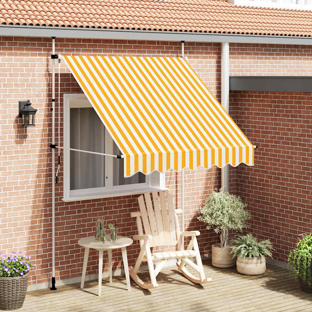 Luifel handmatig uittrekbaar 200 cm oranje en witte strepen is nu te koop bij PeponiXL, paradijselijk wonen!