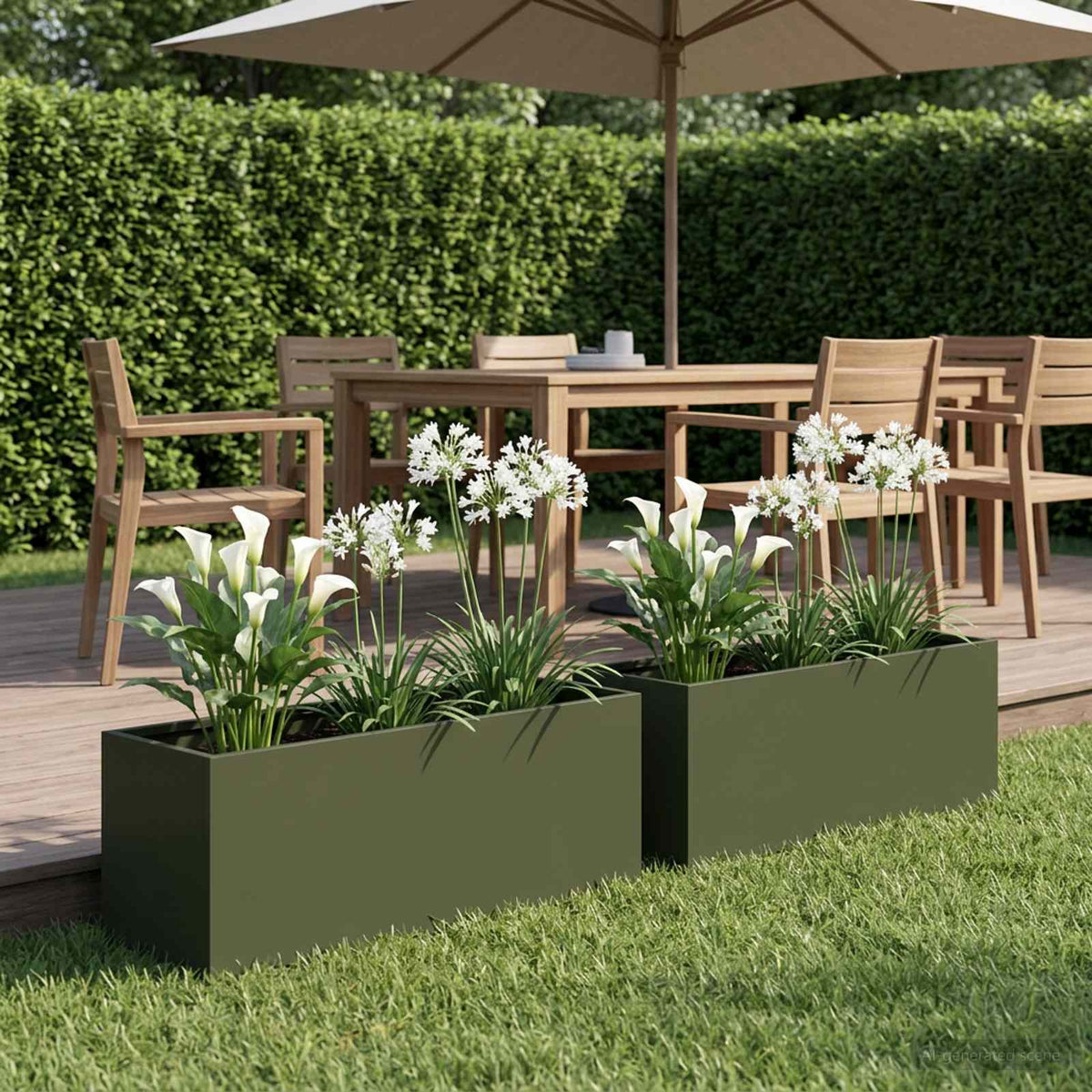 Plantenbak 2 st Olijfgroen 60 x 20 x 20 cm Koudgewalst staal is nu te koop bij PeponiXL, paradijselijk wonen!