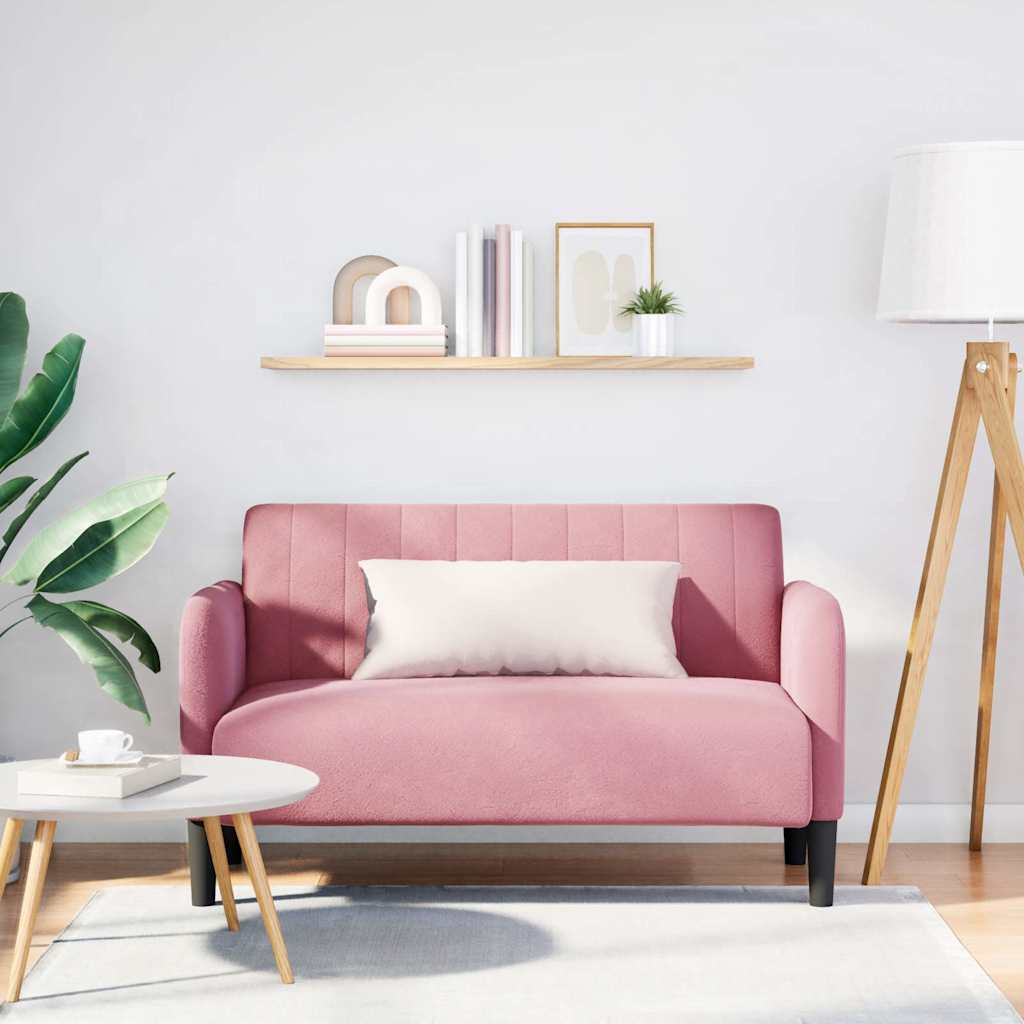 Loveseat bank 109 cm fluweel roze is nu te koop bij PeponiXL, paradijselijk wonen!