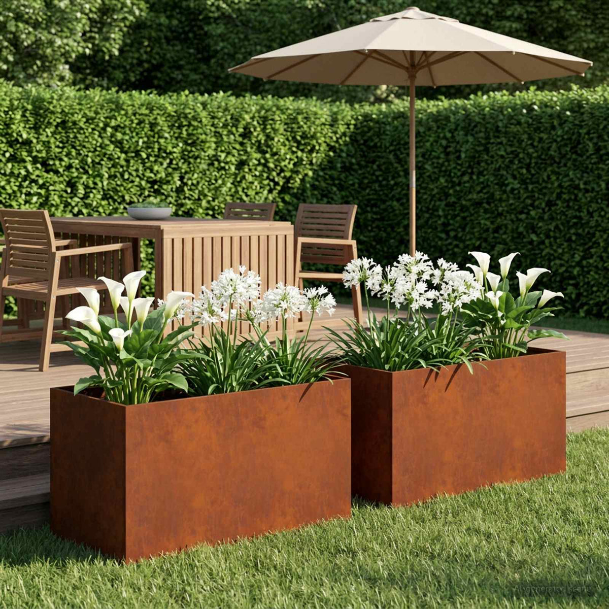 Plantenbak 2 st Roestkleurig 80 x 50 x 50 cm weervast staal is nu te koop bij PeponiXL, paradijselijk wonen!