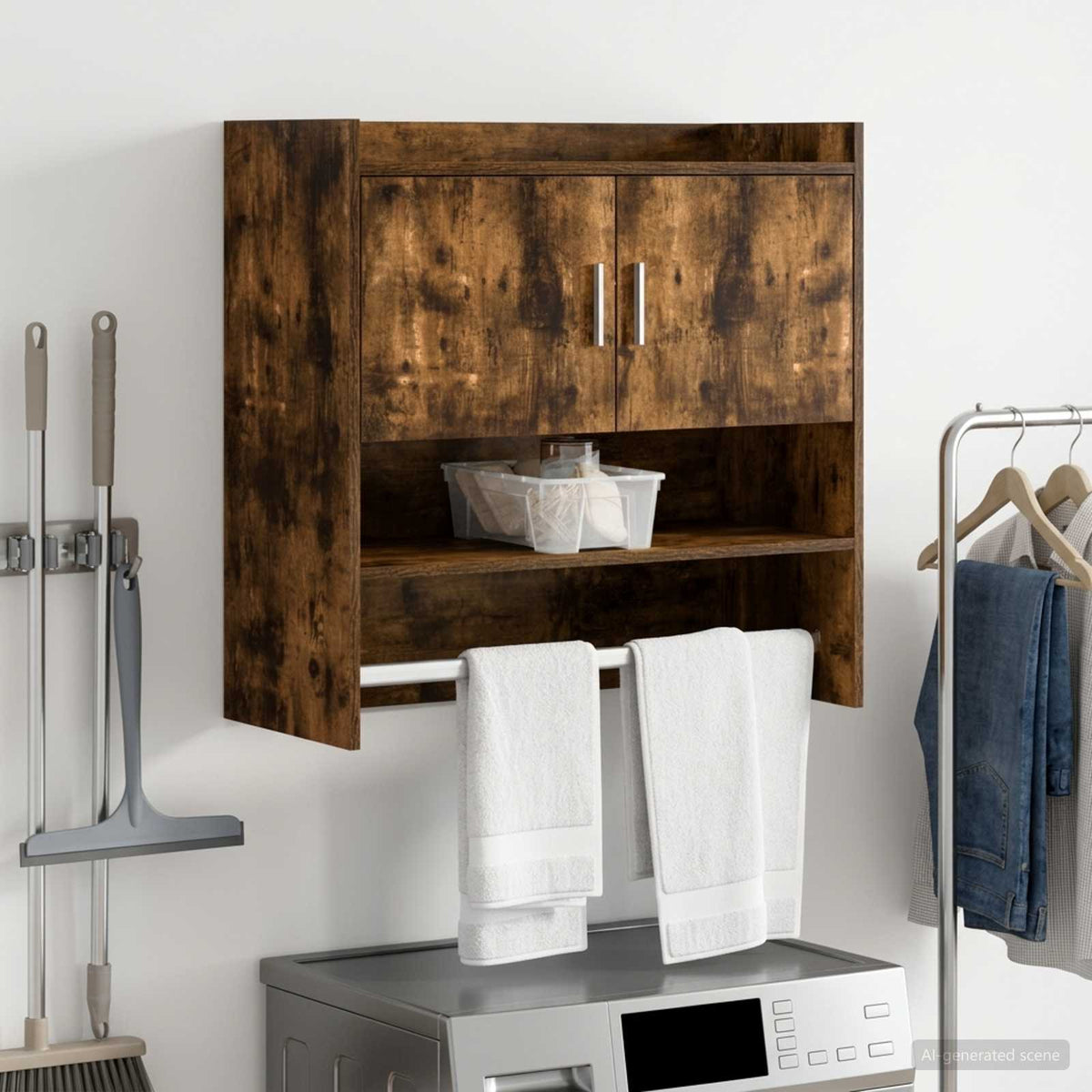 Wandplank Muurmontage Gerookt eiken 80 x 36 x 80 cm is nu te koop bij PeponiXL, paradijselijk wonen!
