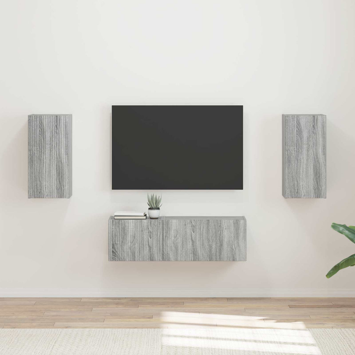 TV Wandkast Set Wandgemonteerd 4 pcs Grijs Sonoma Bewerkt hout is nu te koop bij PeponiXL, paradijselijk wonen!