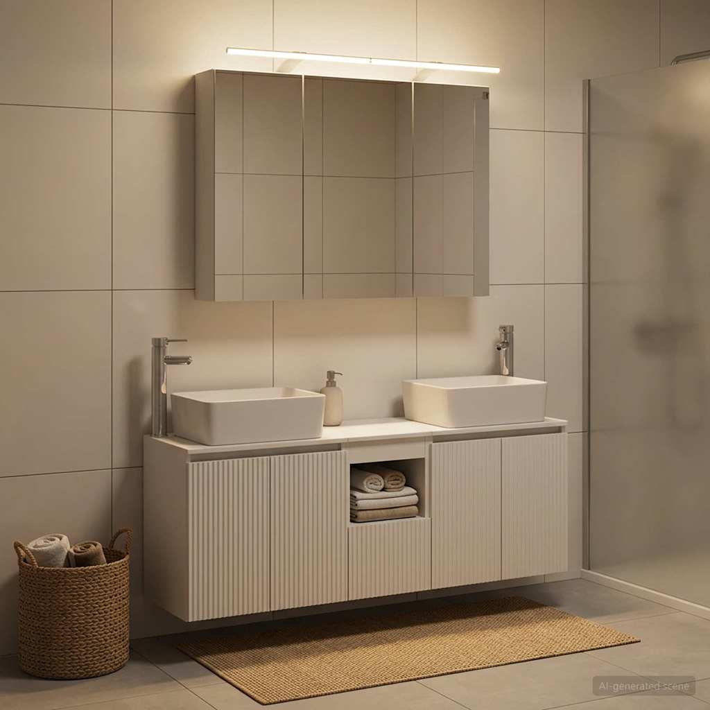 Badkamerkastenset 4 st Wit Bewerkt hout is nu te koop bij PeponiXL, paradijselijk wonen!